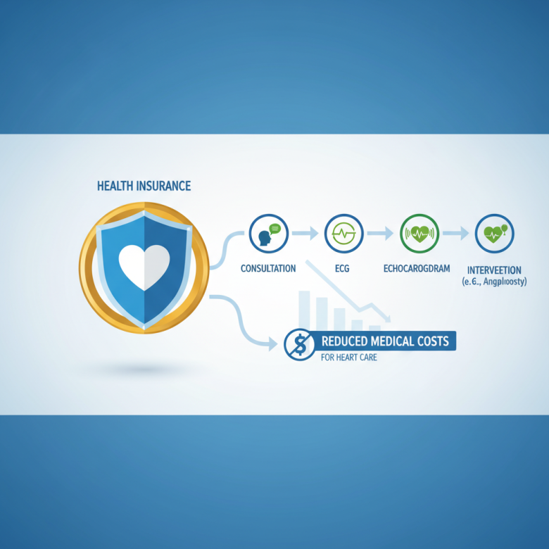 Đồ họa minh họa bảo hiểm y tế giảm chi phí khám tim mạch