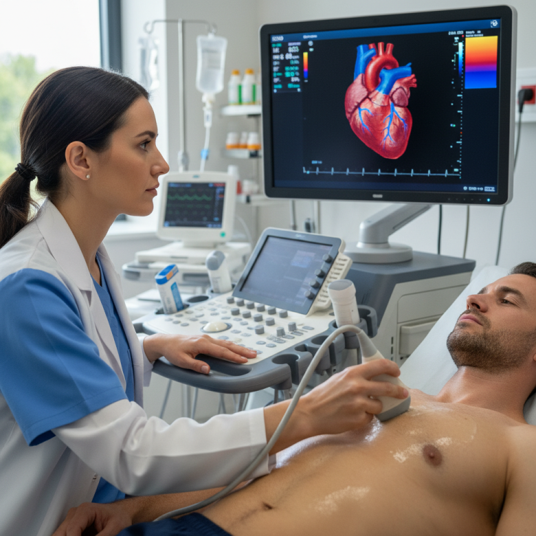 Bác sĩ tim mạch đang ân cần lắng nghe và tư vấn cho bệnh nhân lớn tuổi trong phòng khám hiện đại, thể hiện sự thấu cảm và chuyên nghiệp.